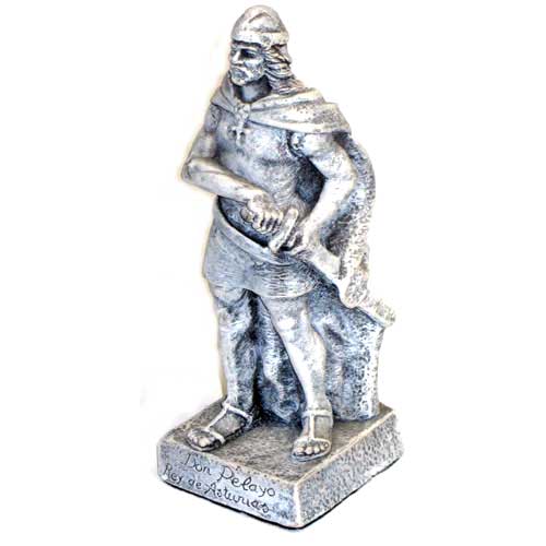 Imagen figura cer&aacute;mica Don Pelayo peque&ntilde;o color piedra